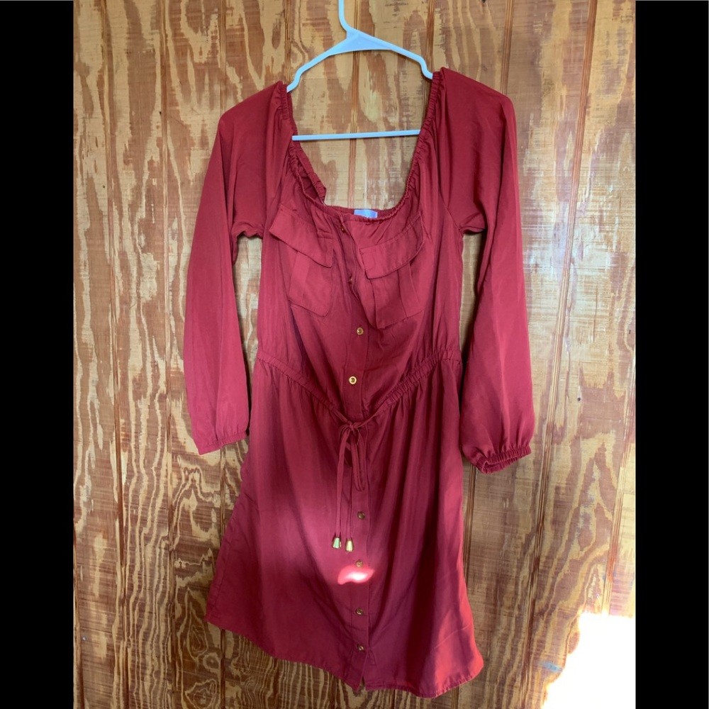 Riley&James Long Sleeve ButtonUp Dress Cinch Waist